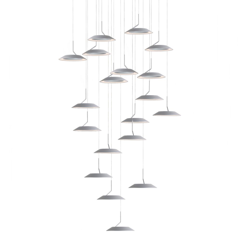 Koncept Lighting RYP-C19-SW-SIL Royyo LED Pendant (Circular with 19 pendants), Silver, Silver Canopy